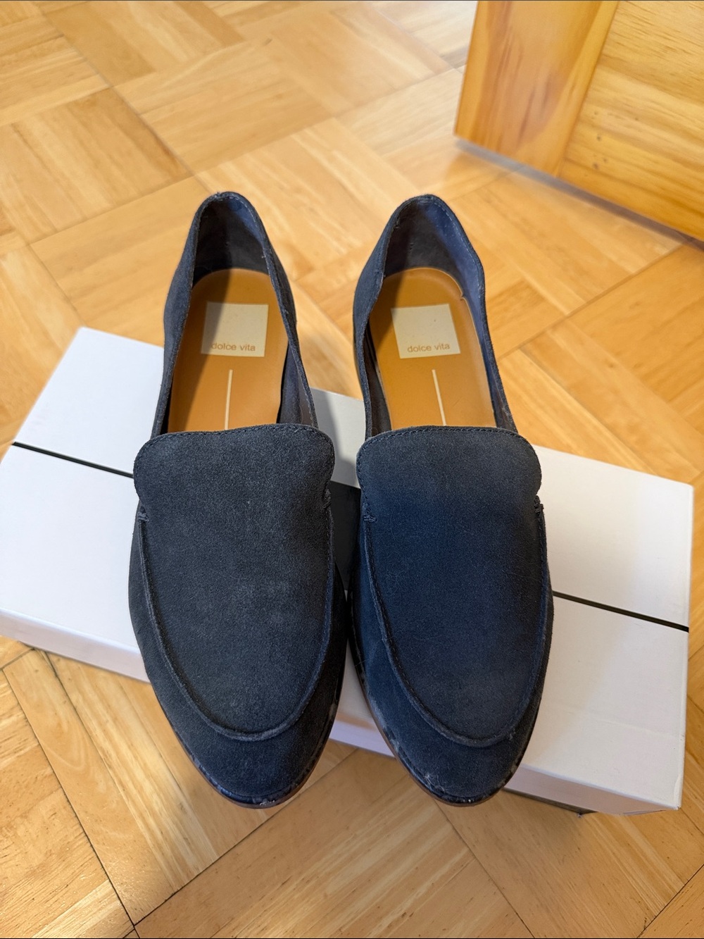 Dolce Vita Dark Blue Suede Slip-On Loafers